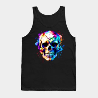 Colored Skull in Vibrant Style Tank Top